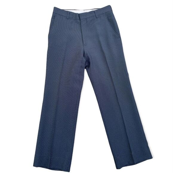 Vintage Other - Vintage1970s Pinstripe Mens Straight Leg Pants Navy Blue Cotton Blend